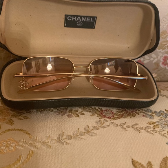RARE CHANEL 2000S Orange Gradient Logo CC Dangling Sunglasses Gold Frame - Picture 8 of 9